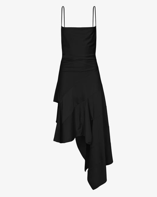 Draped Asymmetric Cowl-Neck Dress - Theophilio
