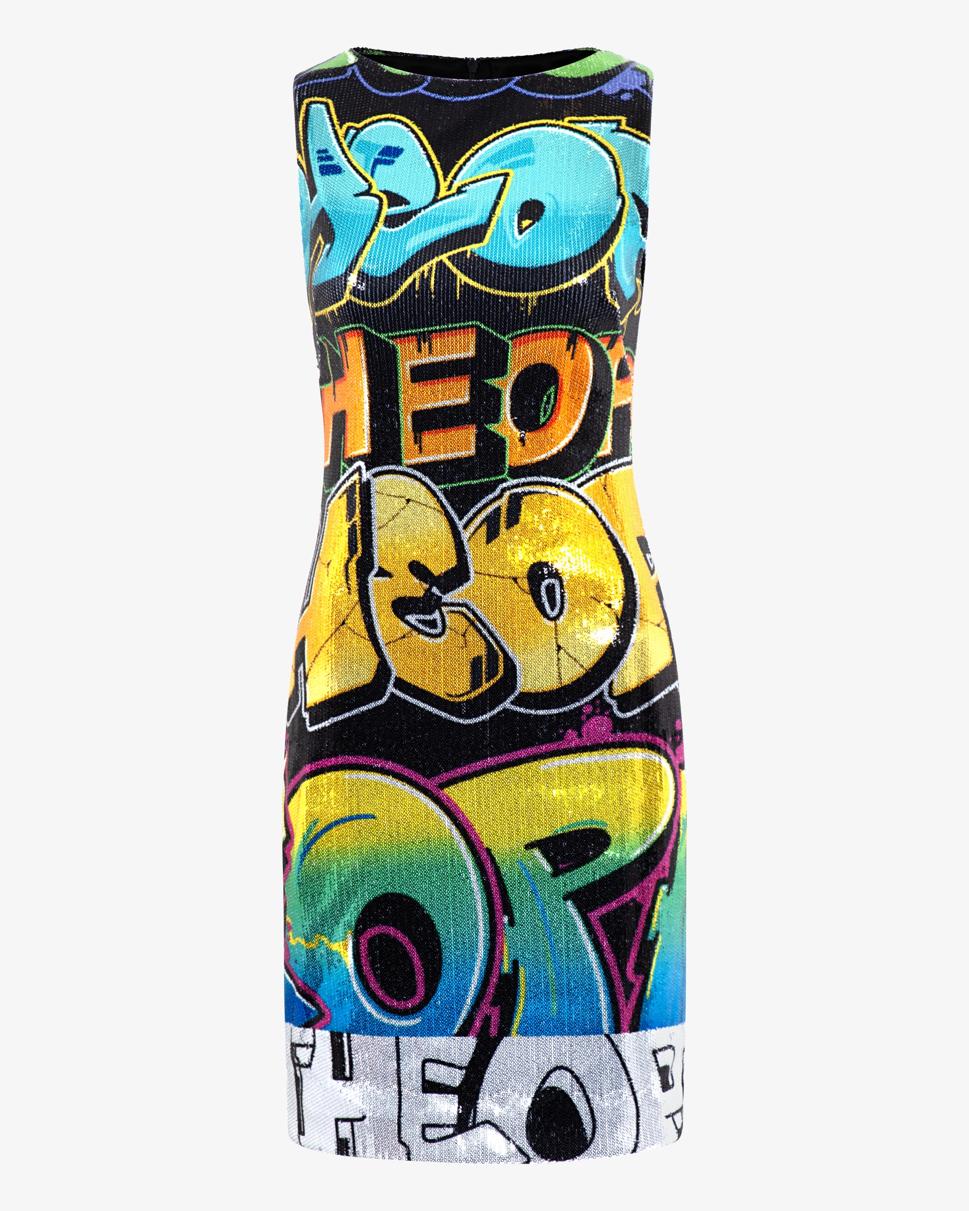 Tagged Graffiti Sequin Dress - Theophilio
