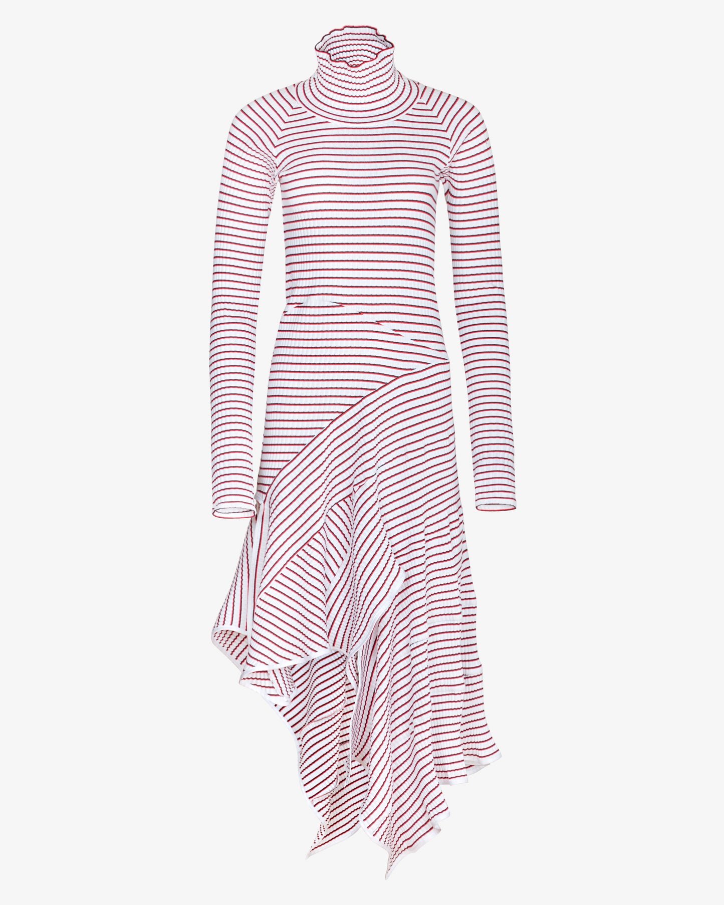 High-Neck Striped Knit Dress