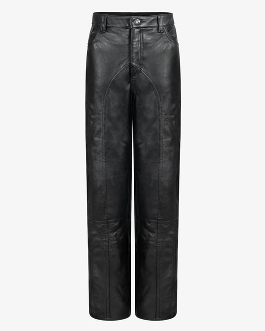Black Leather Trouser - Theophilio