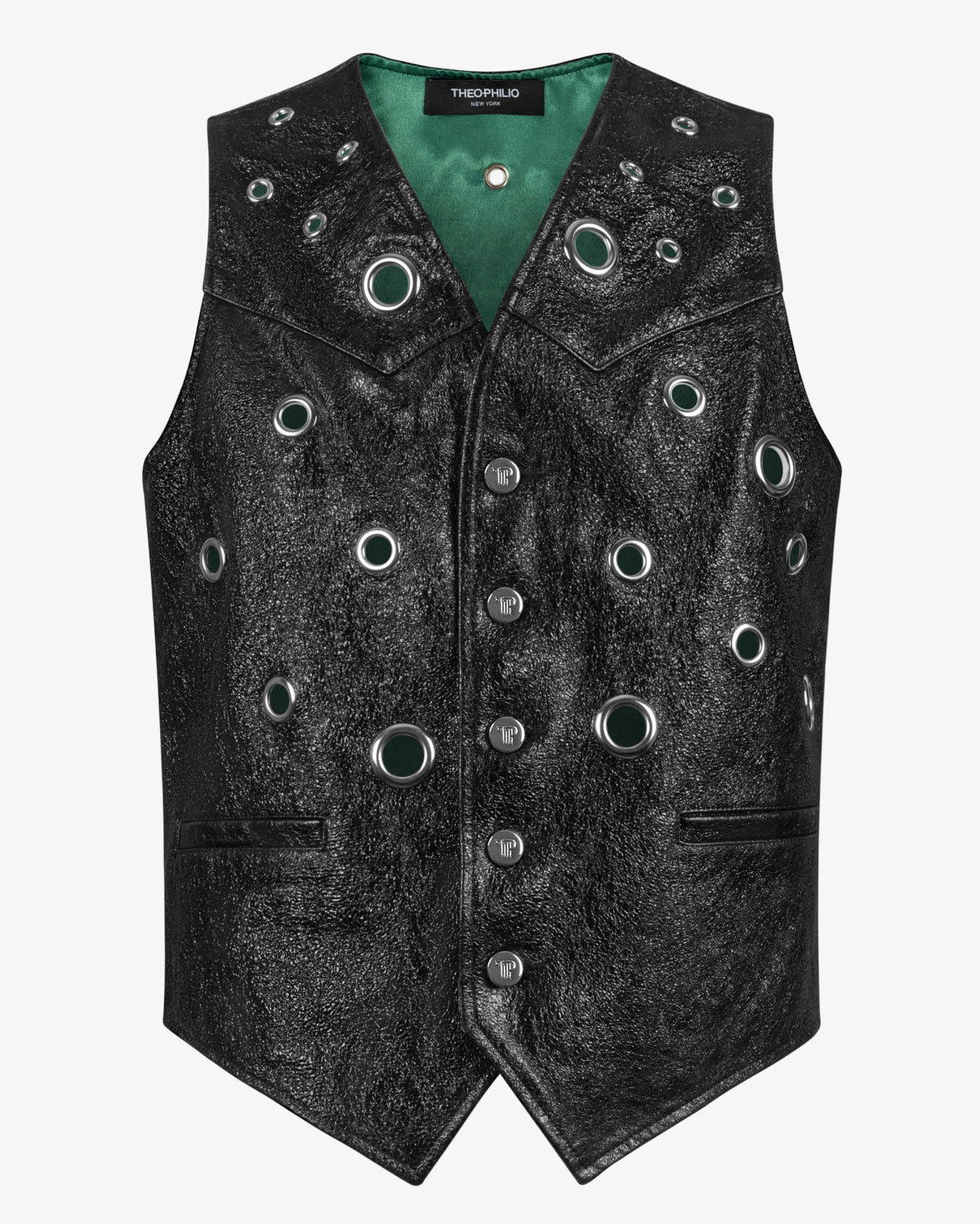 Leather Grommet Vest - Theophilio