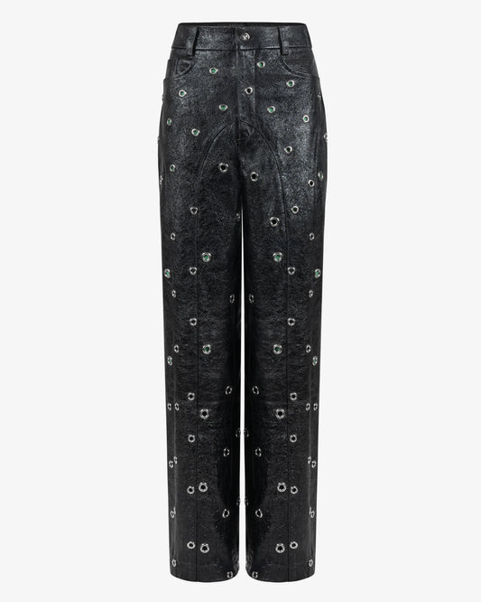 Leather Grommet Pant - Theophilio
