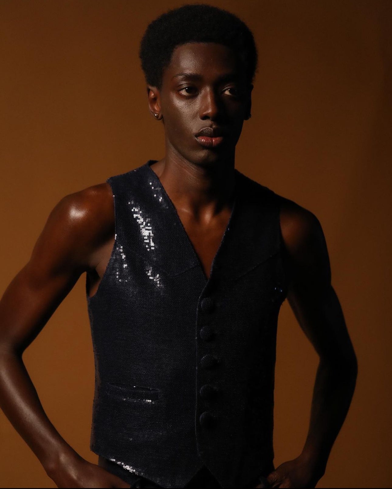 Navy Sequin Vest - Theophilio