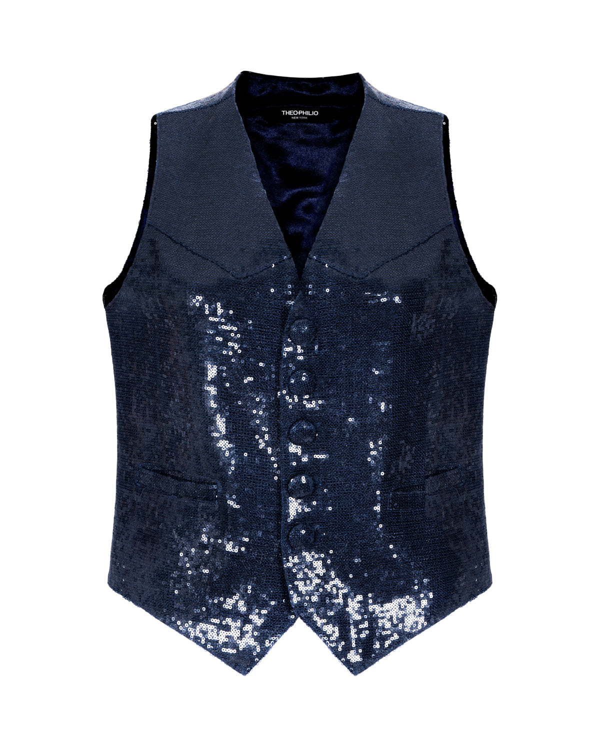 Navy Sequin Vest - Theophilio