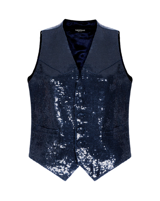 Navy Sequined Vest