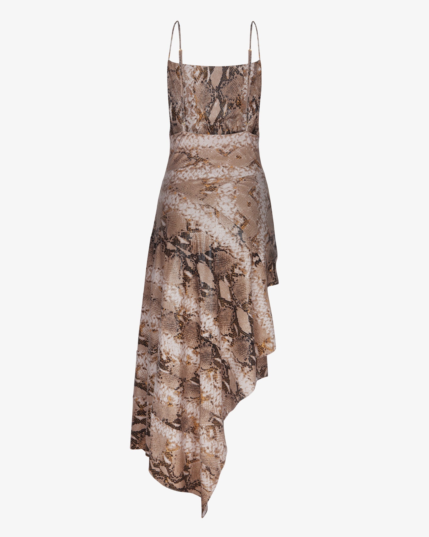 Snake Draped Asymmetric Cowl-Neck Midi Dress - Theophilio
