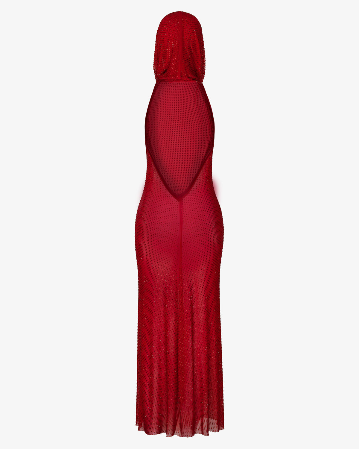 Red Crystalized Hooded Dress - Theophilio