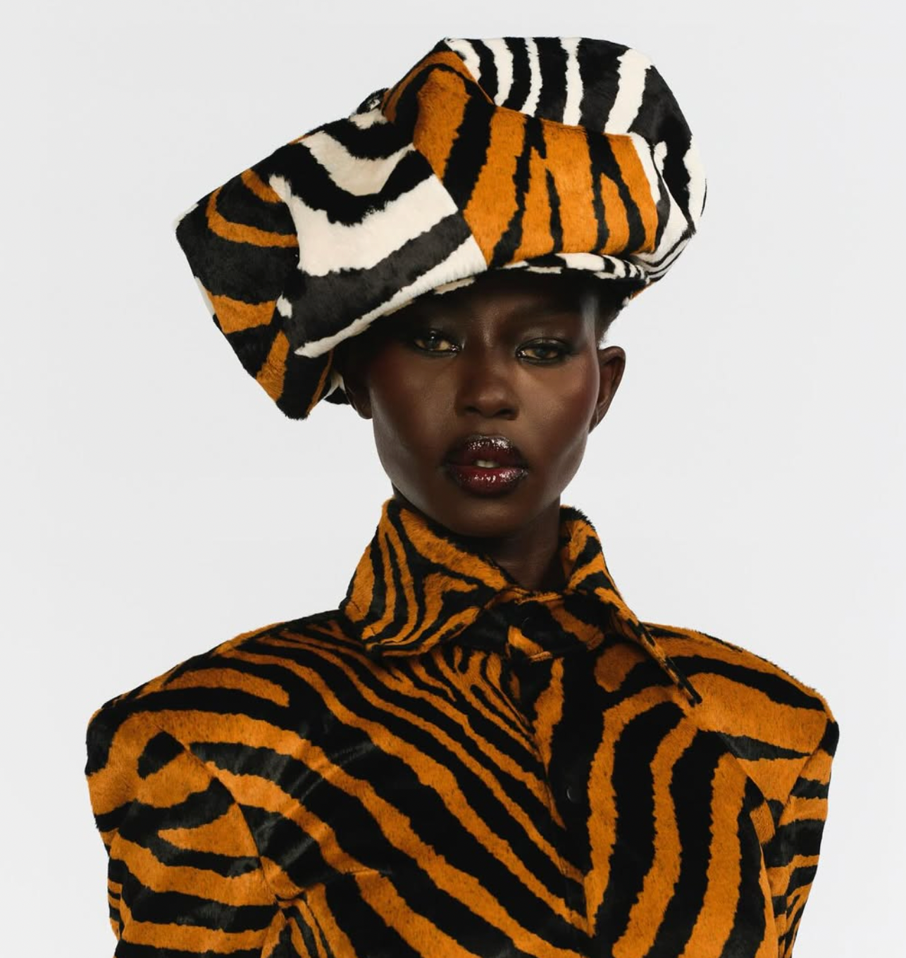 Oversized Pony Hair Patchwork Cap - Theophilio