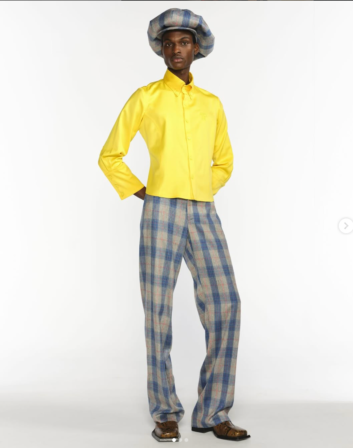 Oversized Plaid Wool Cap - Theophilio