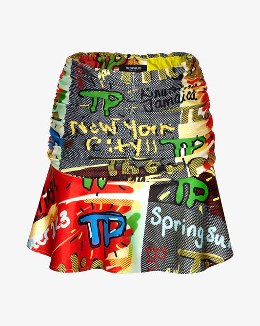 Graffiti Ruche Skirt - Theophilio