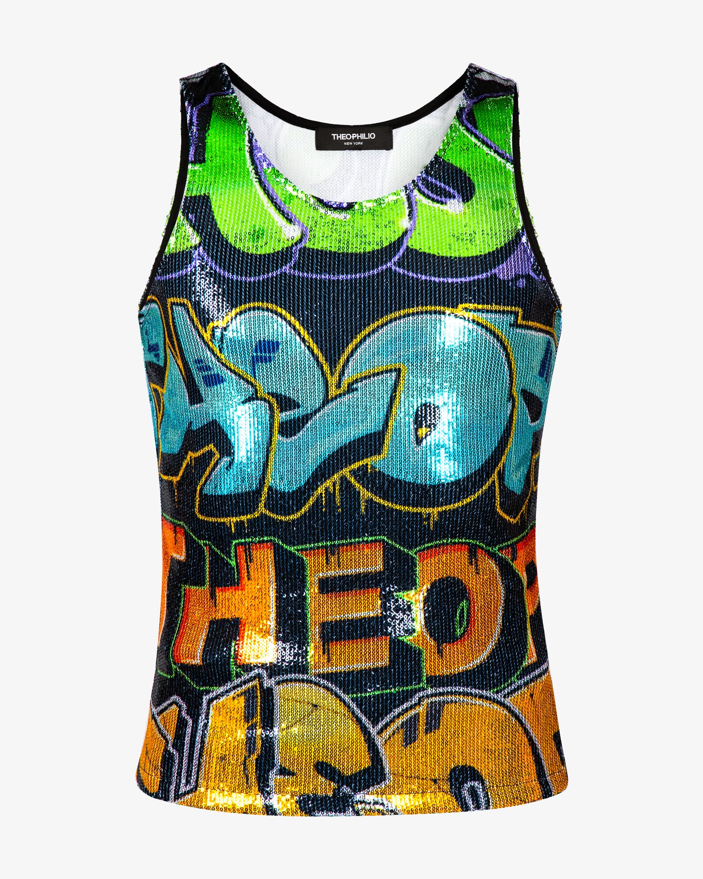 Tagged Graffiti Sequin Tank - Theophilio