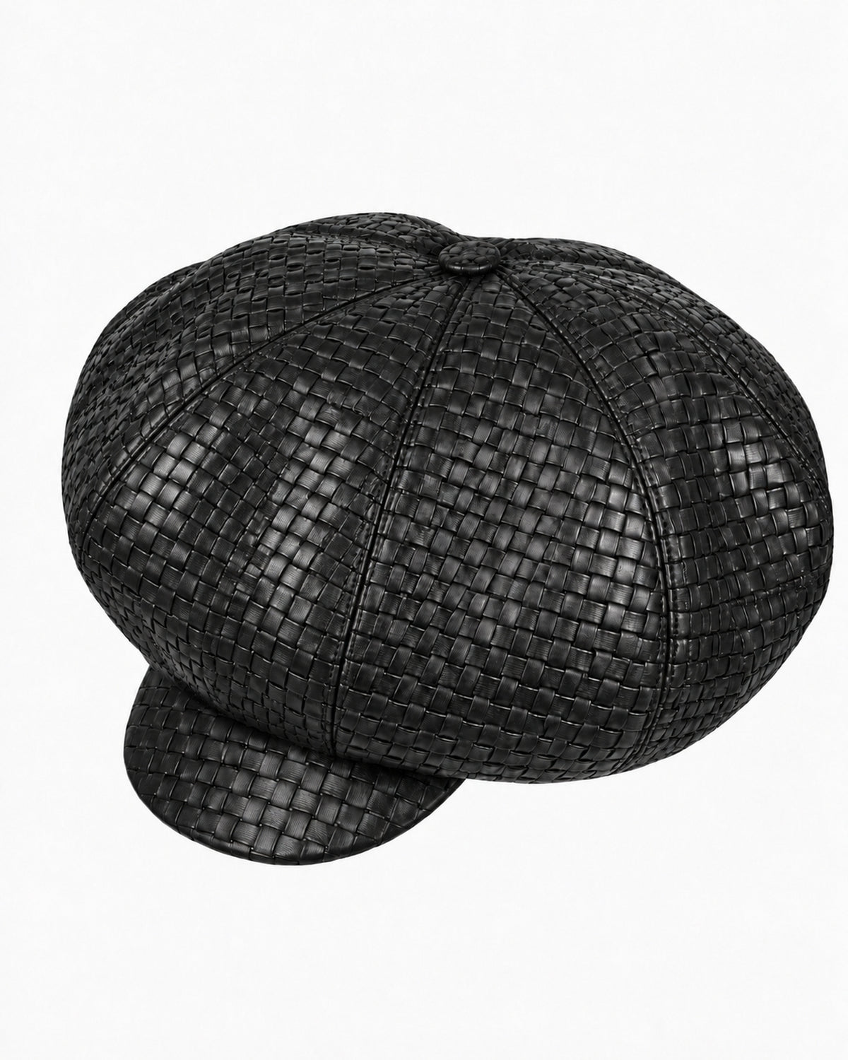 Oversized Woven Leather Applejack Hat - Theophilio