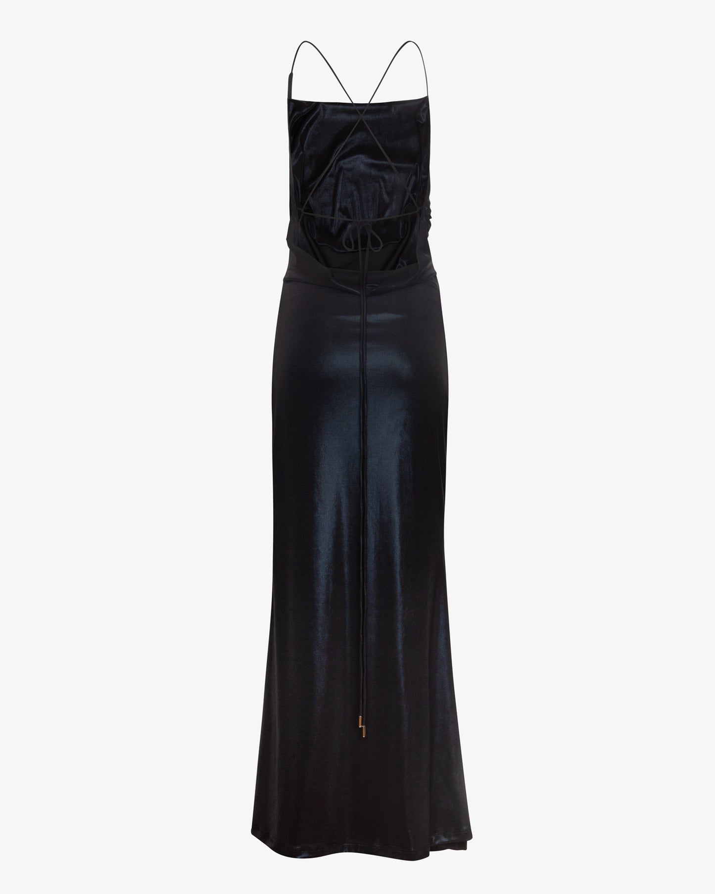 Black Viscose High Slit Midi Dress