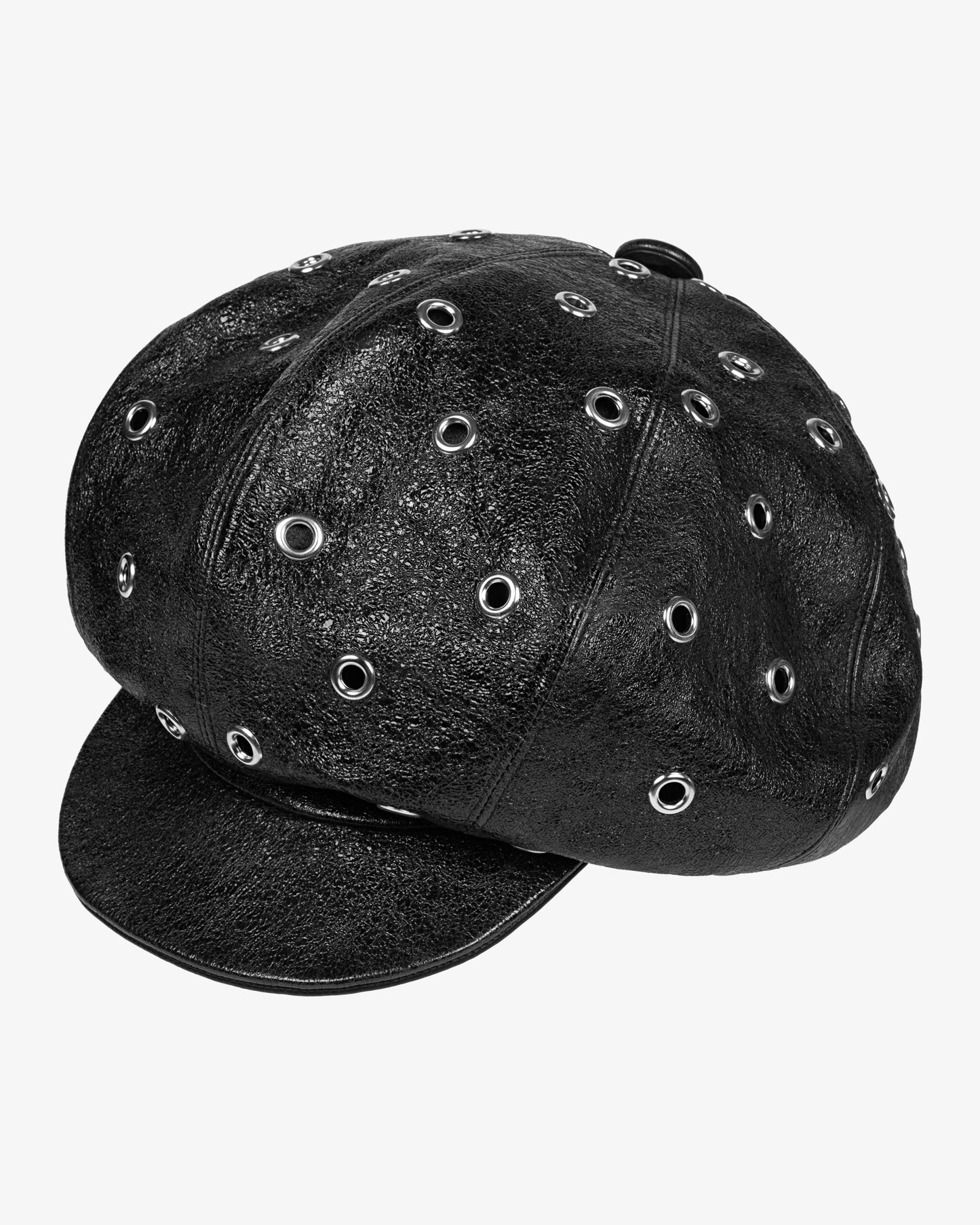 Oversized Leather Grommet Cap