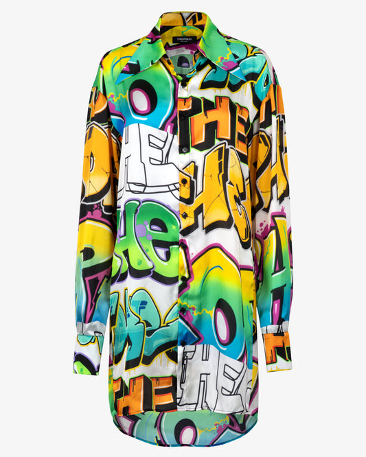 Tagged Graffiti Oversize Shirt