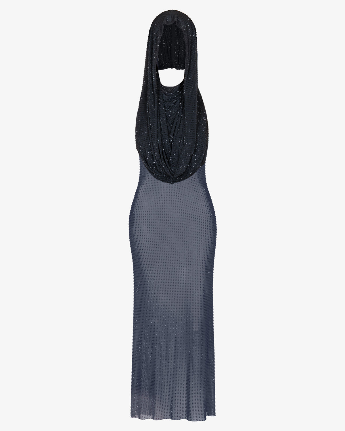 Black Crystalized Hooded Dress